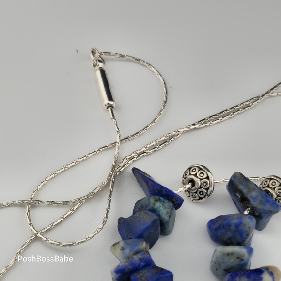 Handmade Lapis Lazuli & Sodalite Necklace 24" Silver Plated Chain Miami Artist - Picture 12 of 16